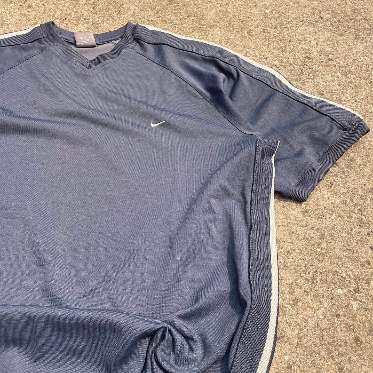 Nike Athletic Tee Retro Navy Blue w/Side Stripes - XL