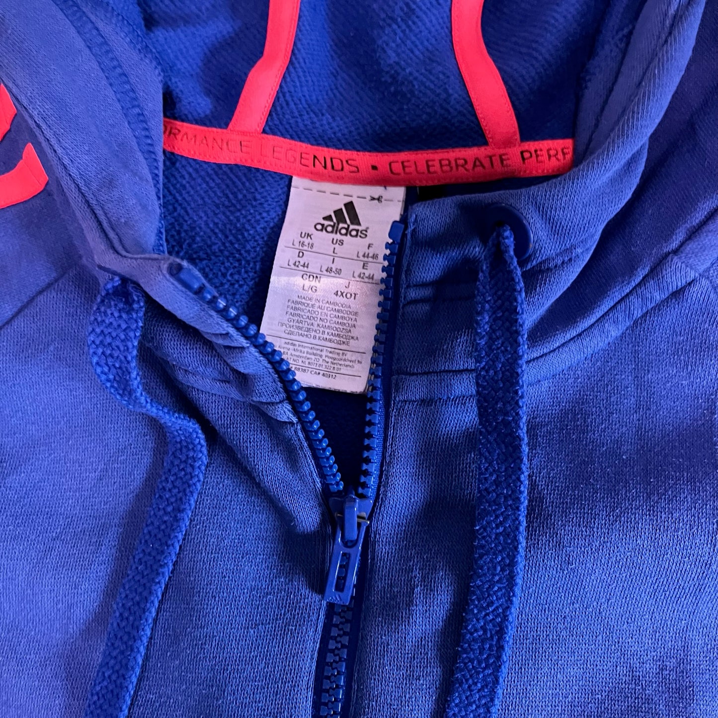 Adidas Hoodie 1/3 Zip Blue and Pink - L