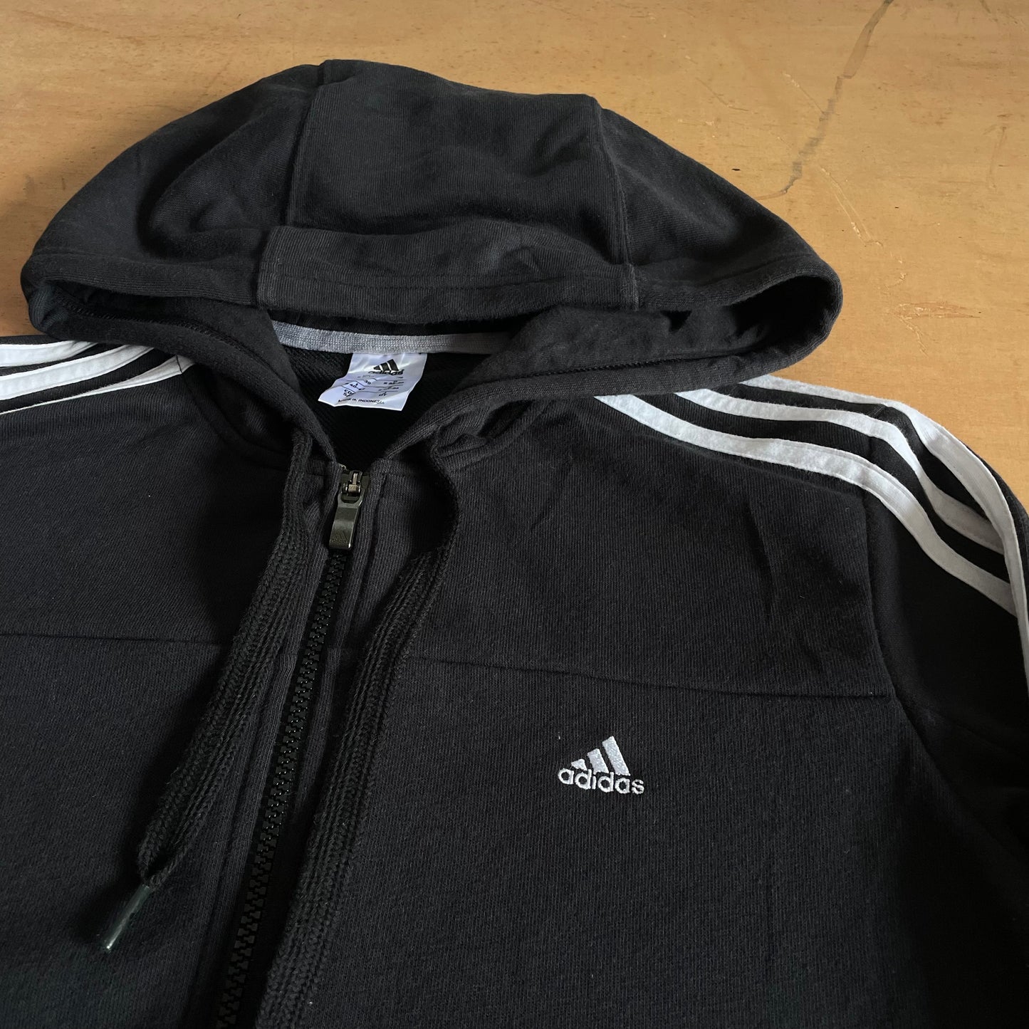 Adidas Zipper Hooded Jacket Three Stripes - S