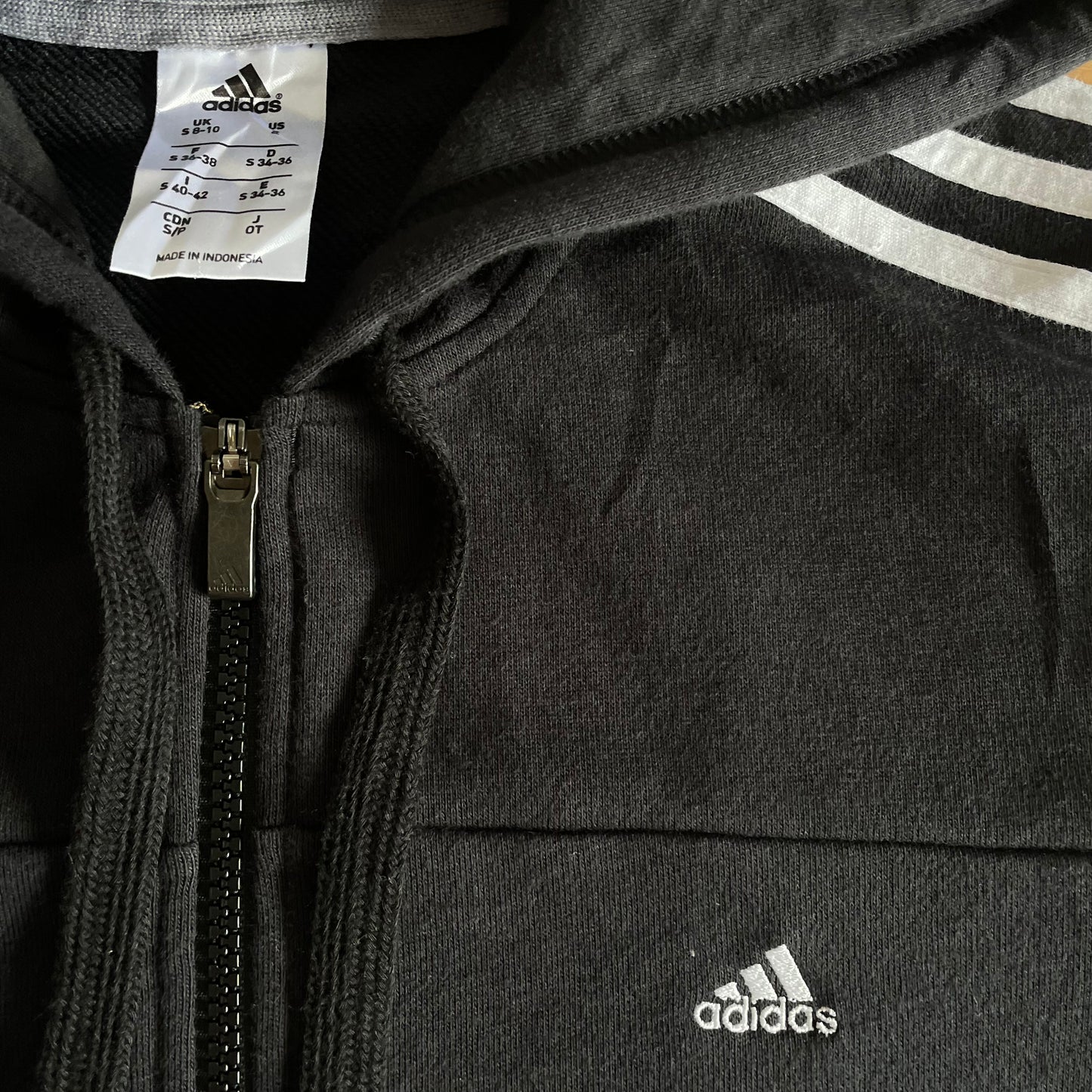 Adidas Zipper Hooded Jacket Three Stripes - S