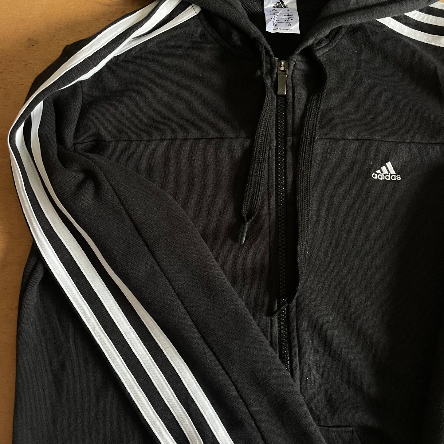 Adidas Zipper Hooded Jacket Three Stripes - S