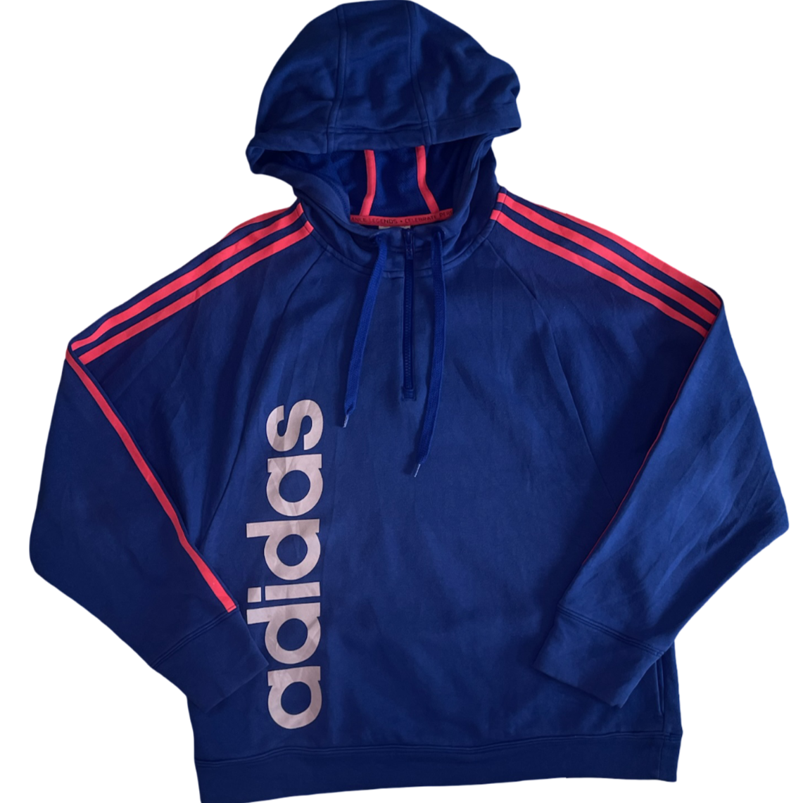 Adidas Hoodie 1/3 Zip Blue and Pink - L