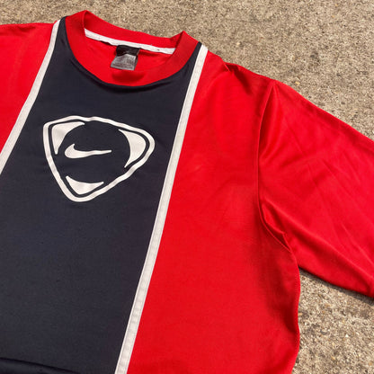 Nike T-Shirt Vintage Red & Navy Blue Panel - M