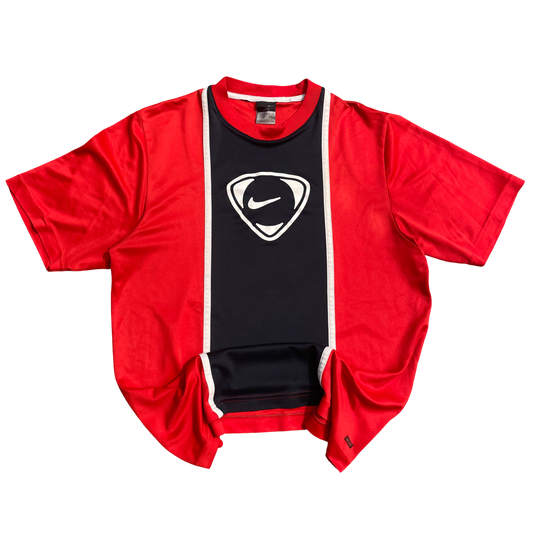 Nike T-Shirt Vintage Red & Navy Blue Panel - M