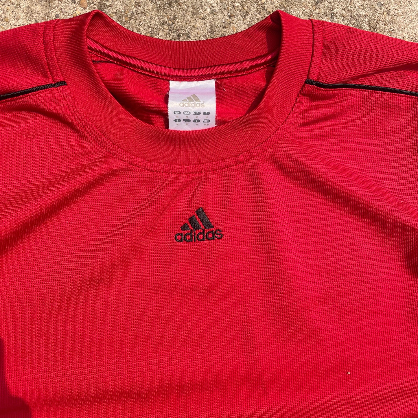 Adidas T-Shirt Vintage Red Three-Stripes Tee - M