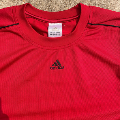 Adidas T-Shirt Vintage Red Three-Stripes Tee - M