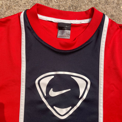 Nike T-Shirt Vintage Red & Navy Blue Panel - M