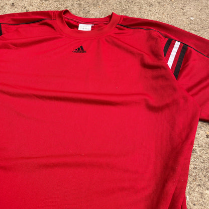 Adidas T-Shirt Vintage Red Three-Stripes Tee - M