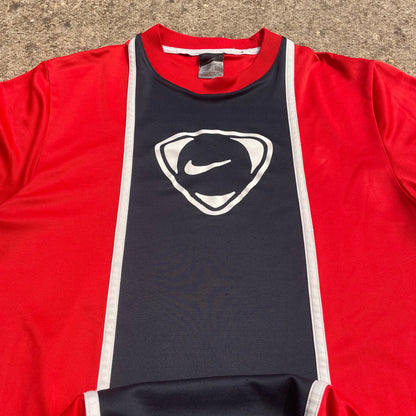 Nike T-Shirt Vintage Red & Navy Blue Panel - M