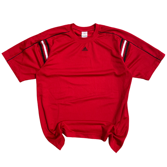 Adidas T-Shirt Vintage Red Three-Stripes Tee - M
