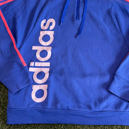 Adidas Hoodie 1/3 Zip Blue and Pink - L