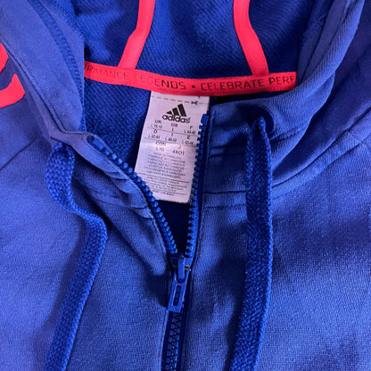 Adidas Hoodie 1/3 Zip Blue and Pink - L