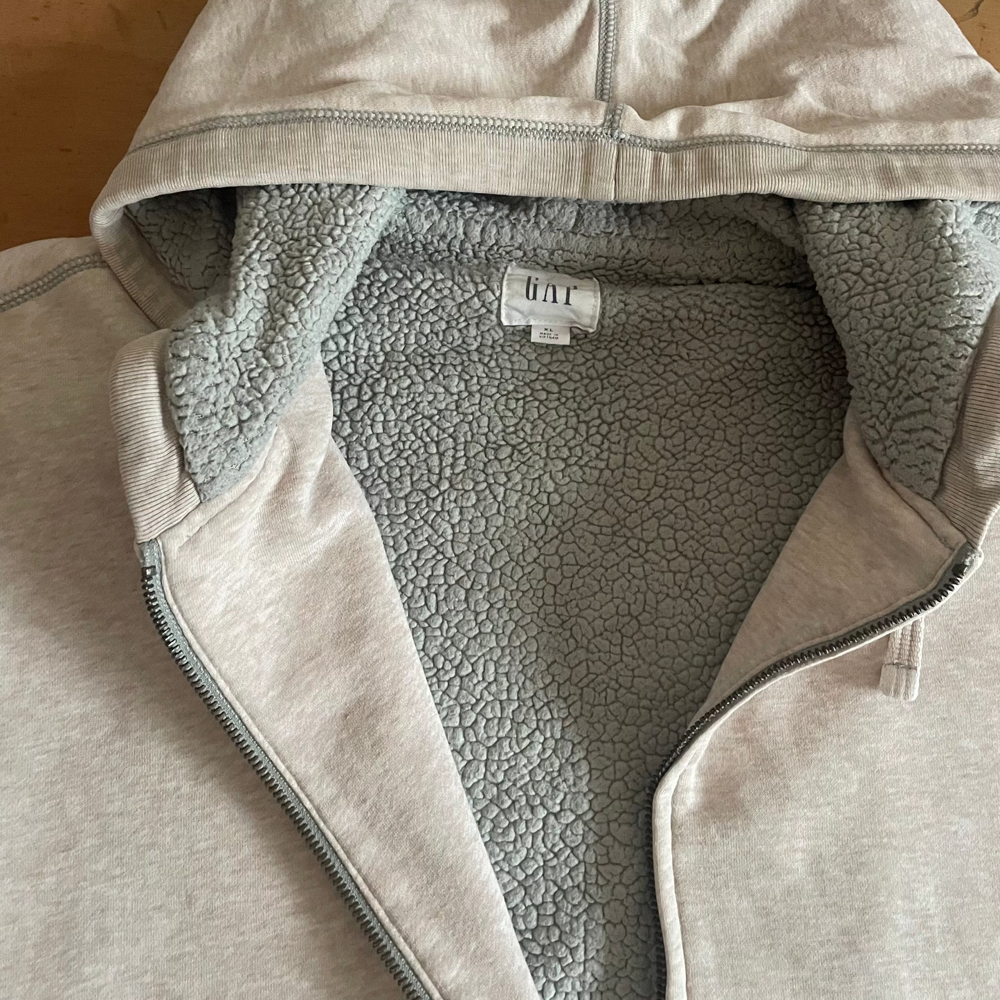Gap Zipper Hooded Jacket Sheepskin Lining- XL
