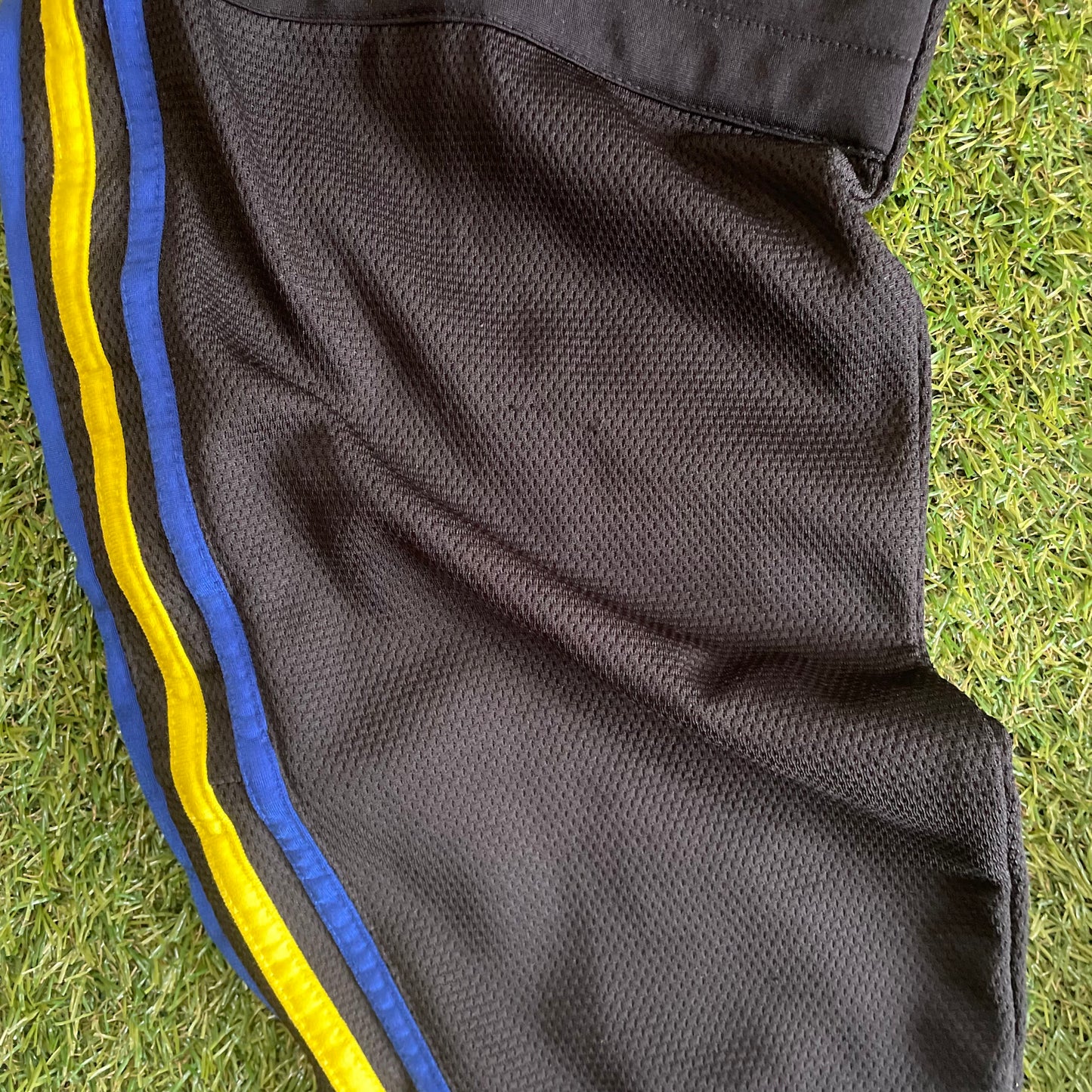Adidas Track Pants Black with Yellow and Blue Stripes - L