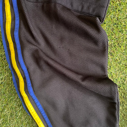 Adidas Track Pants Black with Yellow and Blue Stripes - L