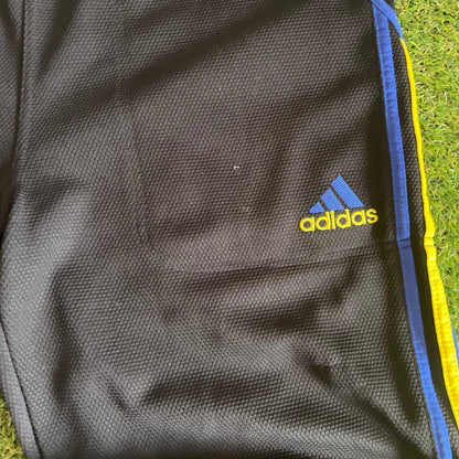 Adidas Track Pants Black with Yellow and Blue Stripes - L