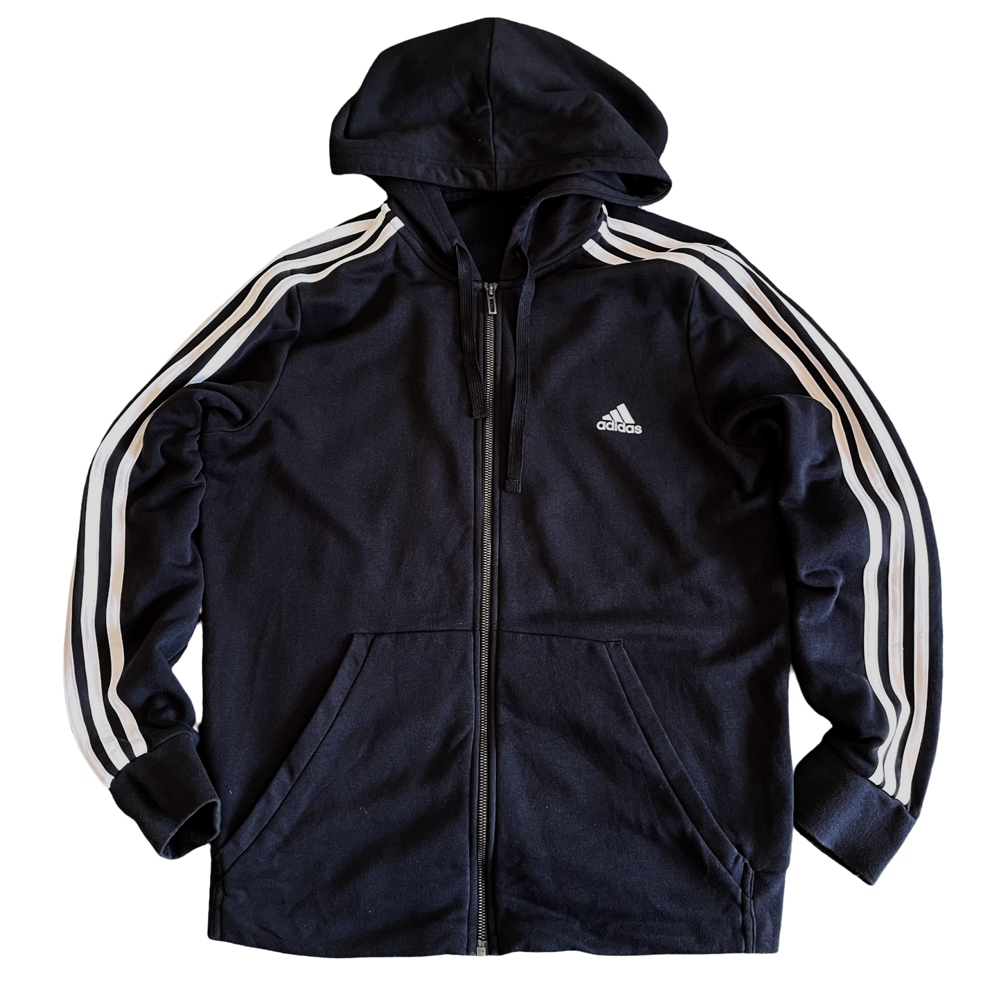 Adidas Zipper Hooded Jacket Three Stripes - XL