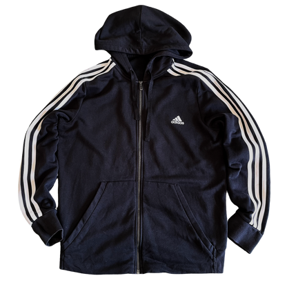 Adidas Zipper Hooded Jacket Three Stripes - XL