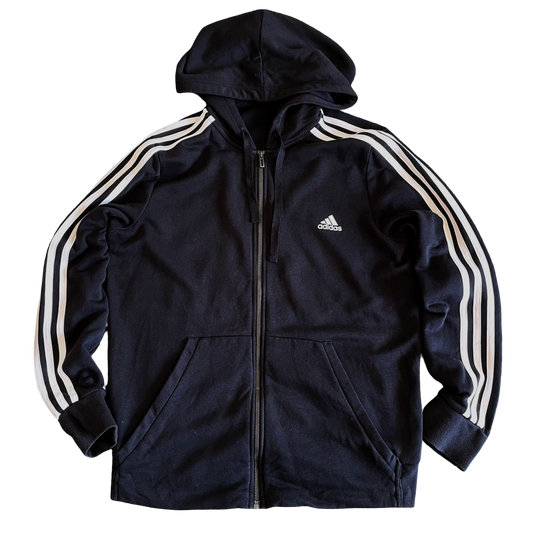Adidas Zipper Hooded Jacket Three Stripes - XL