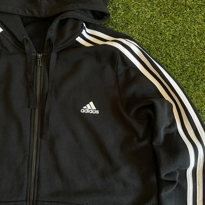 Adidas Zipper Hooded Jacket Three Stripes - XL