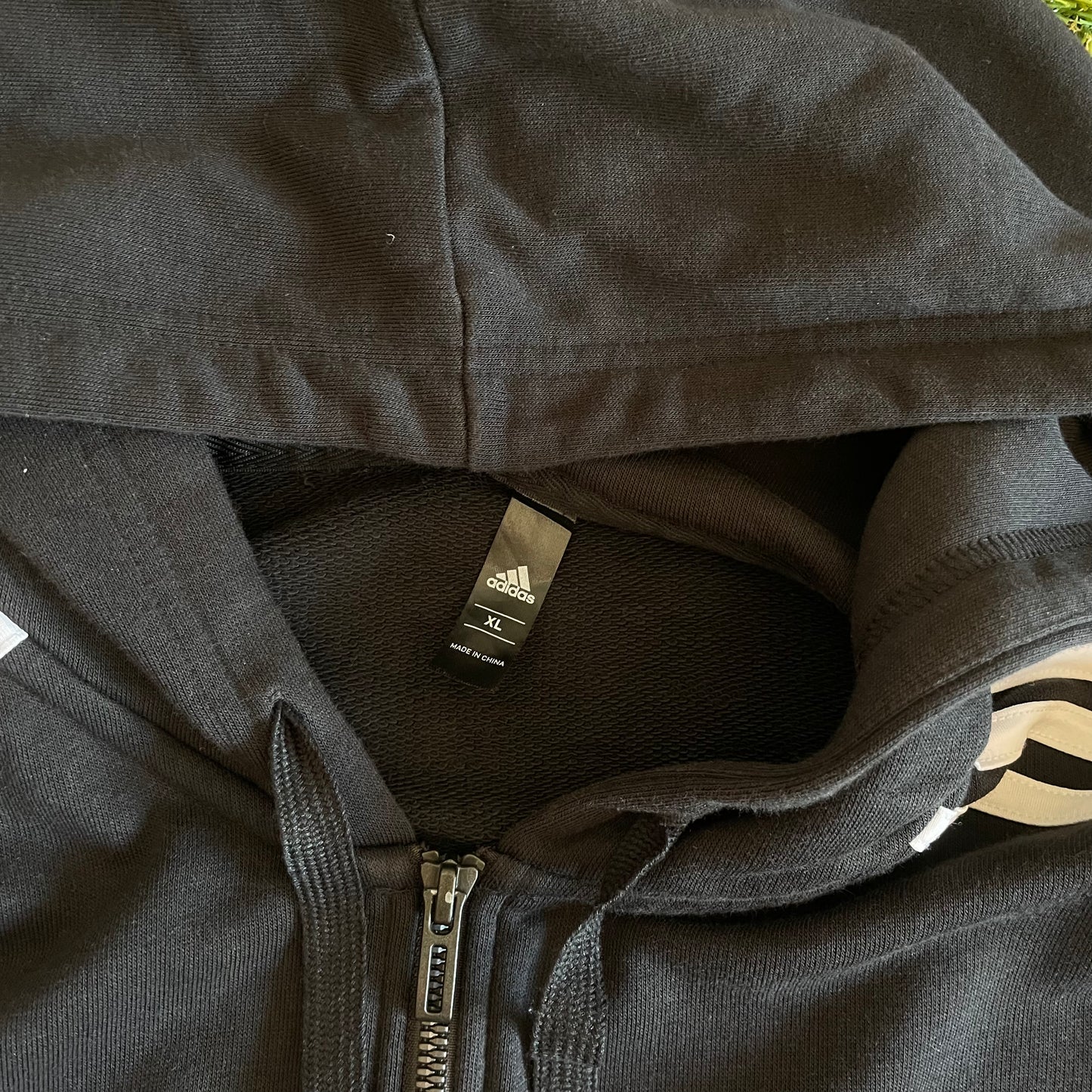 Adidas Zipper Hooded Jacket Three Stripes - XL