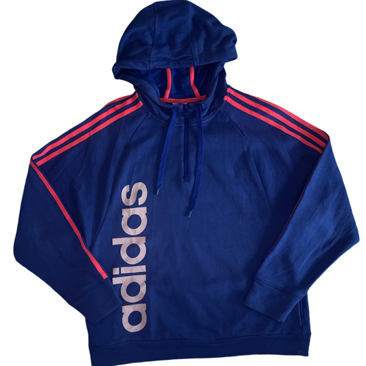 Adidas Hoodie 1/3 Zip Blue and Pink - L